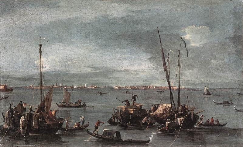 GUARDI, Francesco The Lagoon Looking toward Murano from the Fondamenta Nuove sdg Norge oil painting art